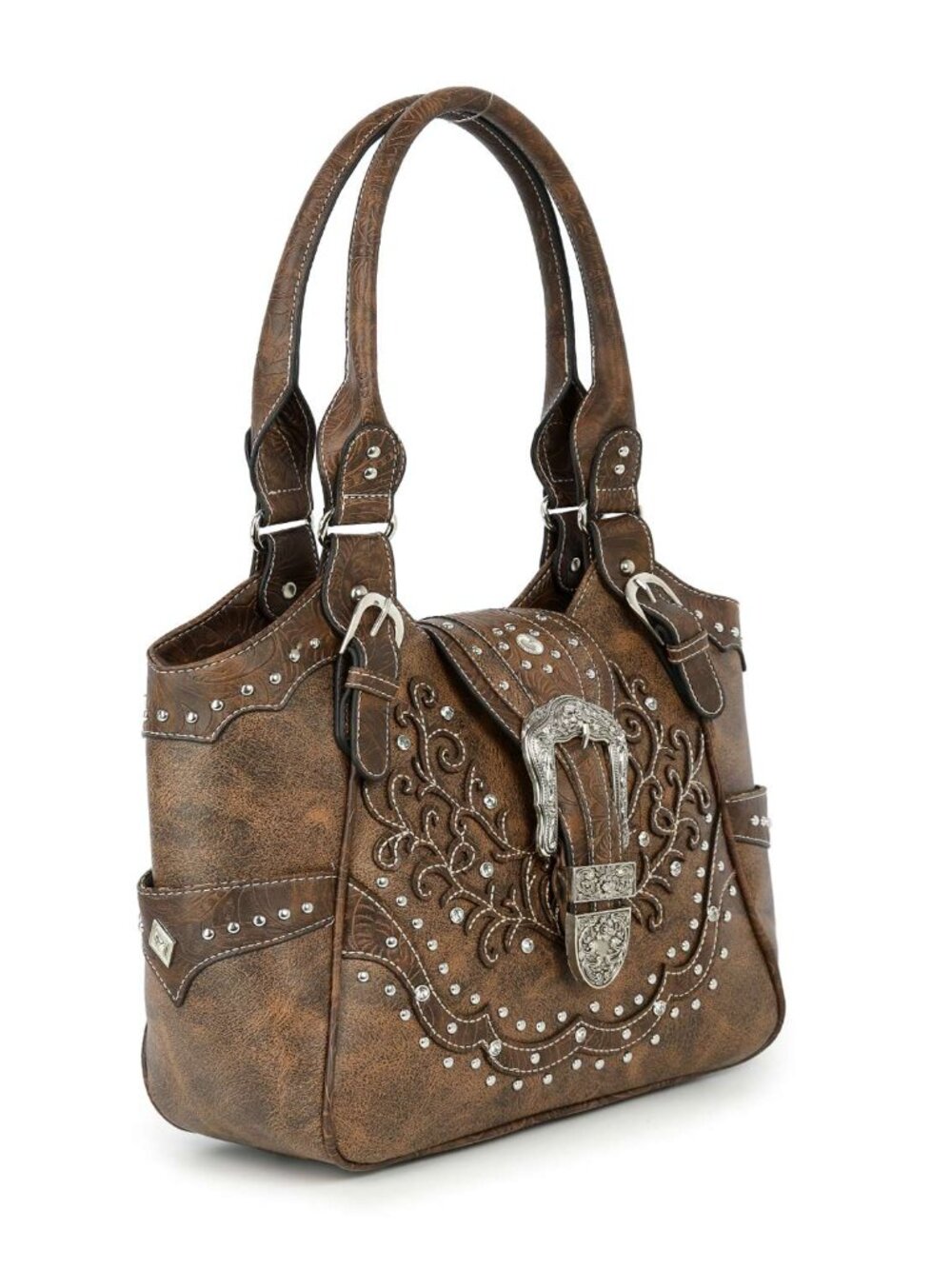 The Desert Rose Embroidered Vegan Leather Conceal-Carry Shoulder Bag - Picture 3 of 4